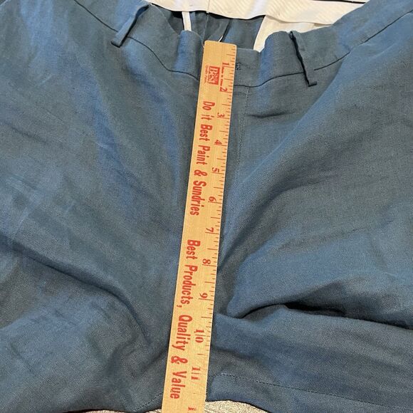 Paul Frederick Pants Men 36 Blue 100% Linen Career Casual Beach Tailored Fit - Picture 12 of 13